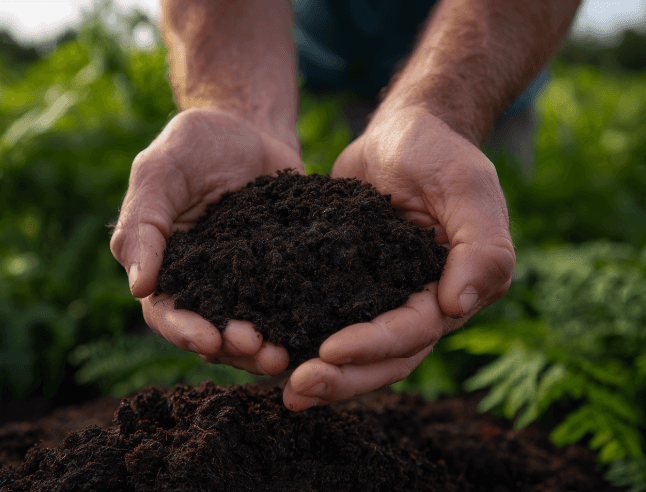 Holding Nutrient-Rich Compost for Organic Gardening